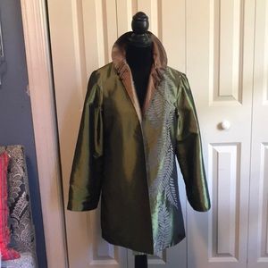 NWOT Silk taffeta reversible long sleeve jacket